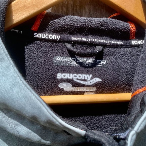 SAUCONY GRAY AEROSPACER FLEECE RUNNERS HOODY XL - Picture 3 of 6